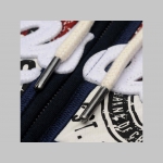 Lonsdale tmavomodrá pánska mikina na zips s vyšívaným logom kapucou stiahnuteľnou šnúrkou a klokankovým vreckom vpredu, materiál 71%polyester 29%bavlna